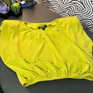 Express Neon Yellow Shoulder Pad Blouse